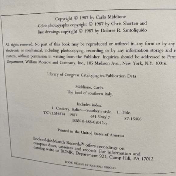 ITALIAN Cookbook SOUTHERN Italy VINTAGE 1987 - Picture 3 of 11